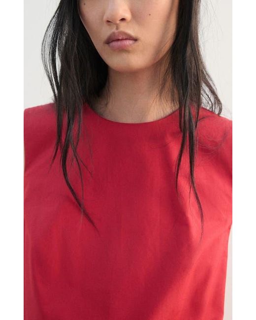 Mango Red Back Button Crop Top