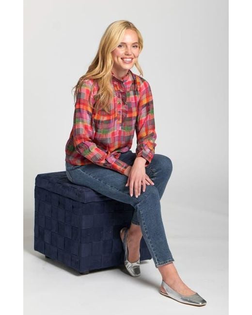 Apny Red Ruffle Half-Placket Shirt