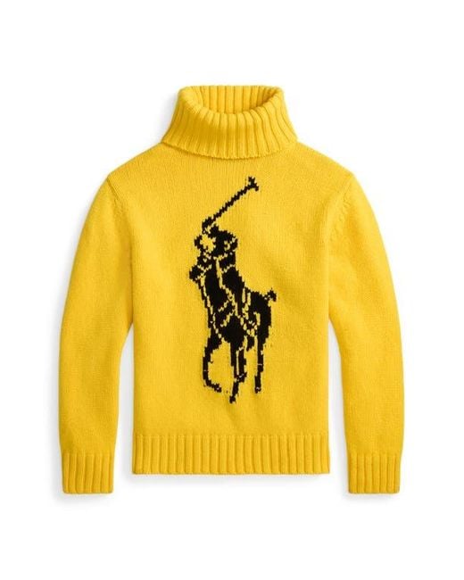 Polo Ralph Lauren Yellow Big Pony Turtleneck Wool Sweater