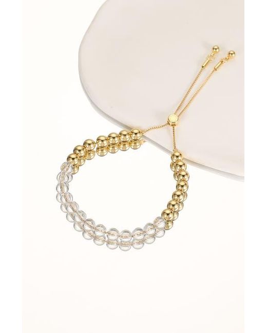 Classicharms Metallic Frostlily Clear Crystal And Bead Bolo Bracelet