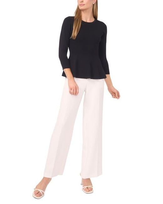Halogen® Black Rib Peplum Sweater