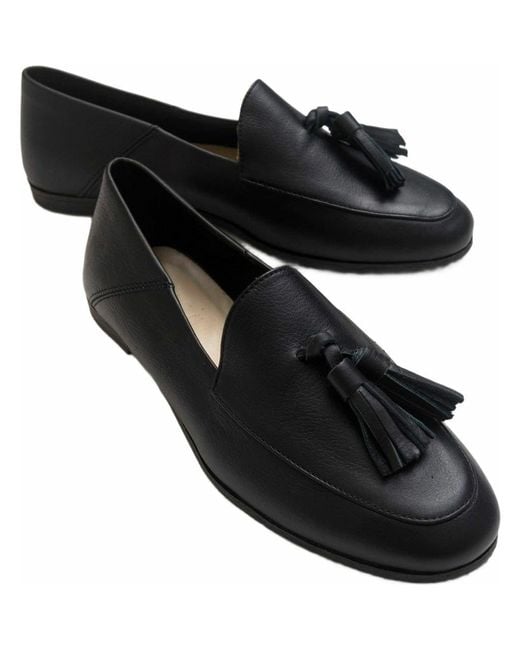 Forever & Always Shoes Black Mona Soft Leather Tassel Loafer
