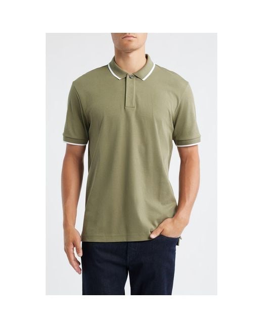 Boss Green Parlay Tipped Cotton Polo for men