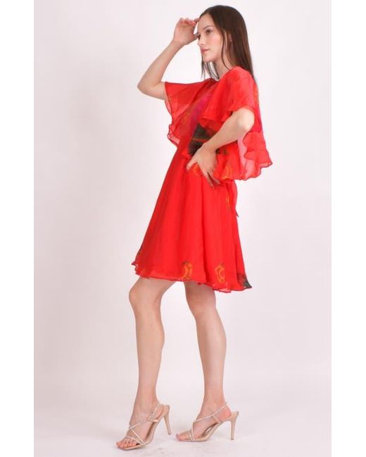 Ras Red Biha Hand Tie Dye Mini Sundress