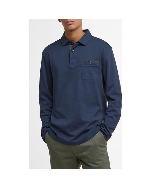Barbour Blue Corpatch Long Sleeve Polo for men