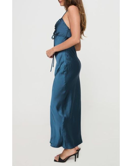 Princess Polly Blue Maguire Satin Maxi Dress