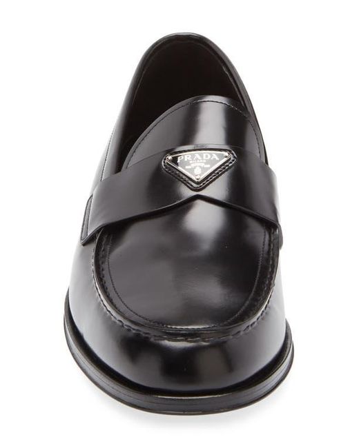 Prada Gray Triangle Logo Loafer for men