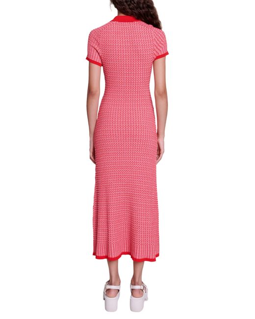 Maje Pink Rinamaille Maxi Sweater Dress