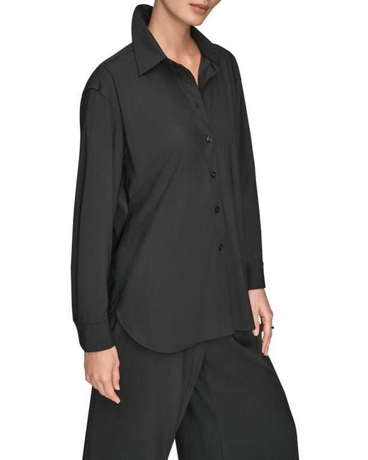 Donna Karan Black Front Button Shirt