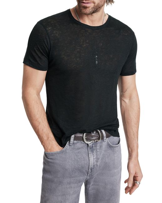 John Varvatos Black Avanca Linen T-shirt for men