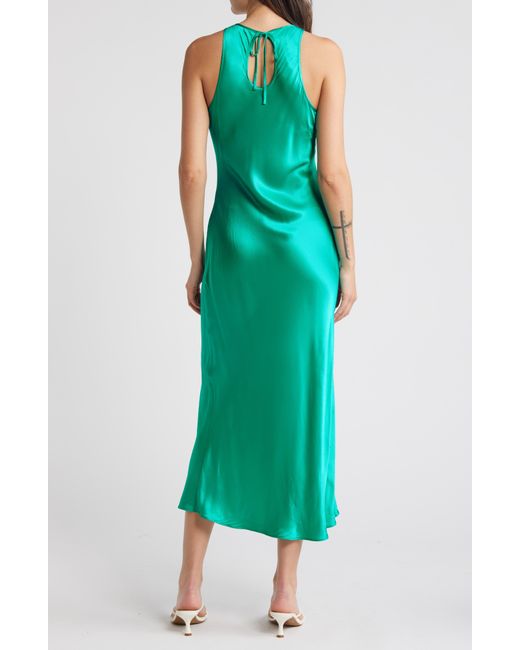 Rails Green Solene Sleeveless Satin Midi Dress