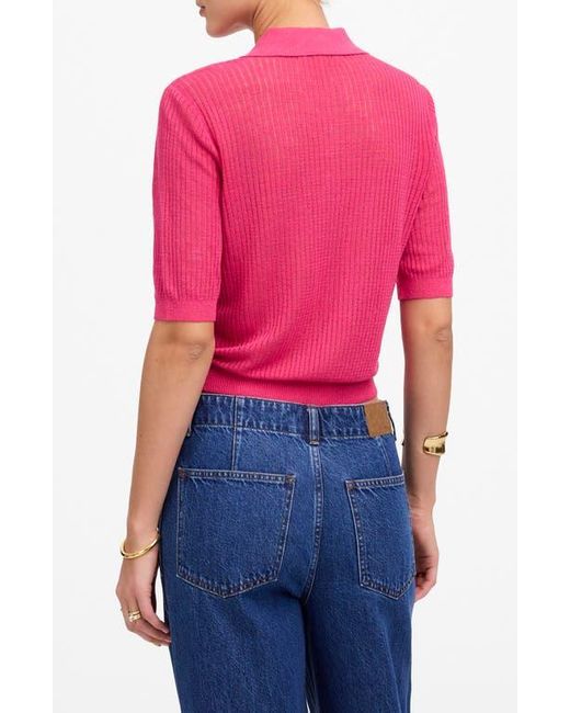 Madewell Red Short Sleeve Polo Sweater