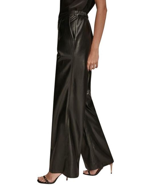 Donna Karan Black Pull On Faux Leather Pants