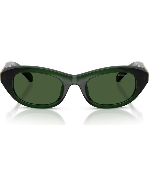 Swarovski Green 50Mm Small Pillow Sunglasses