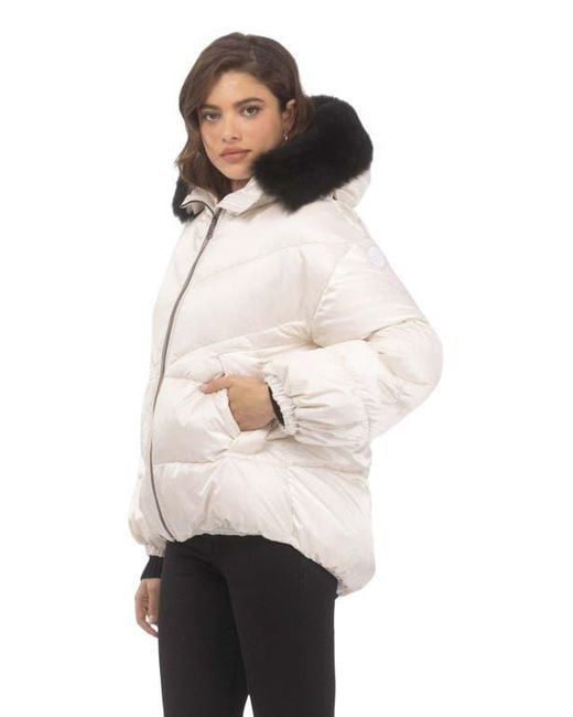 Gorski White Apres-Ski High-Low Jacket With Detachable Trim
