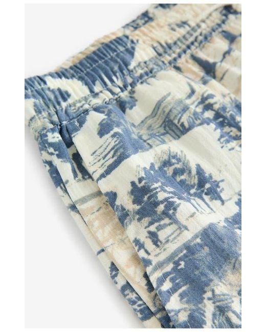 Next Blue Tree Print Wide Leg Drawstring Pants