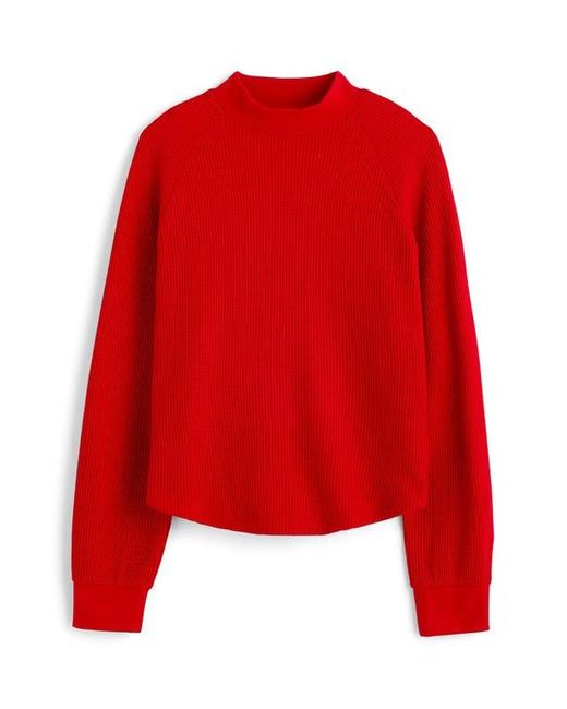 Madewell Red Long Sleeve Waffle Knit Crewneck T-Shirt