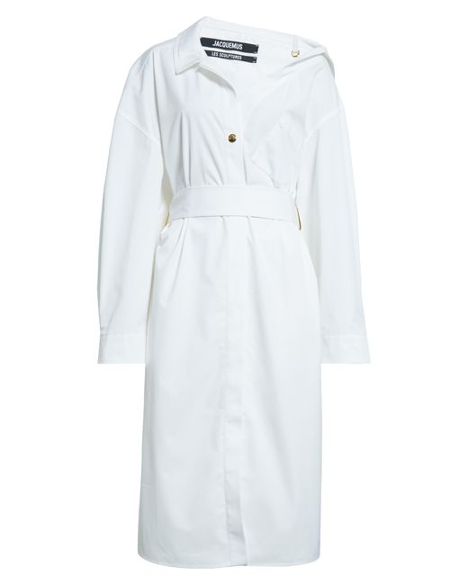 Jacquemus La Robe Chemise Long Sleeve Asymmetric Cotton Poplin Shirtdress  in White | Lyst