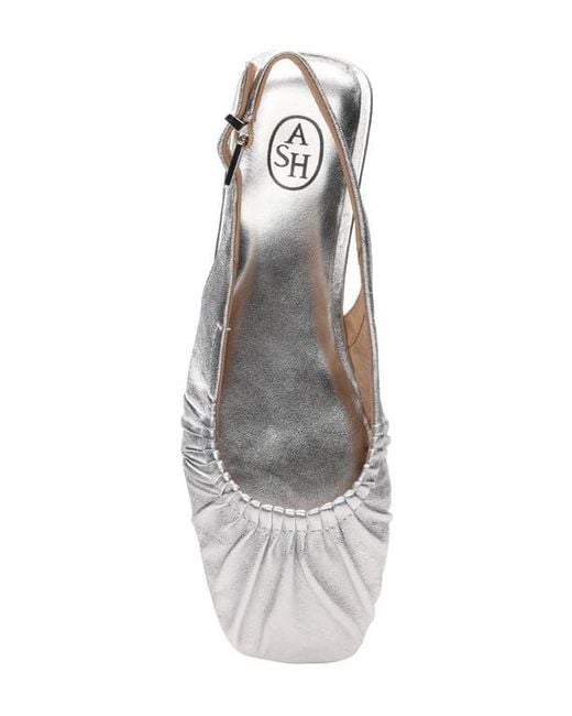 Ash White Bibi Ruched Square Toe Slingback Flat