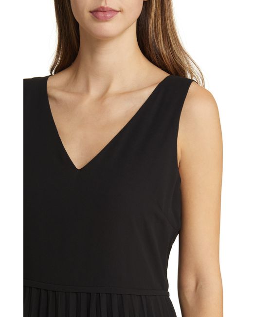 Sam Edelman Black V-neck Accordion Pleat Dress