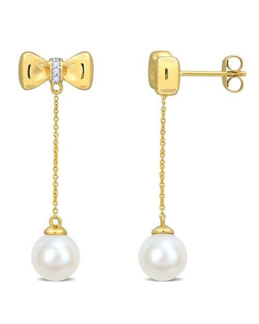 Julianna B Metallic Cultured Pearl & Diamond Dangle Earrings 10K