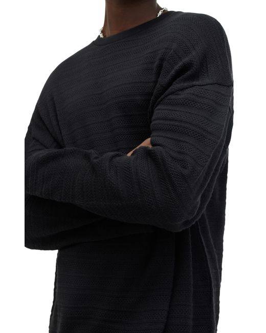 AllSaints Black Drax Knit Stripe Cotton Sweater for men