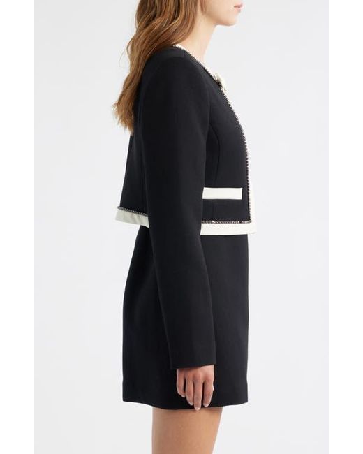 LoveShackFancy Black Ralphette Crystal Trim Colorblock Jacket