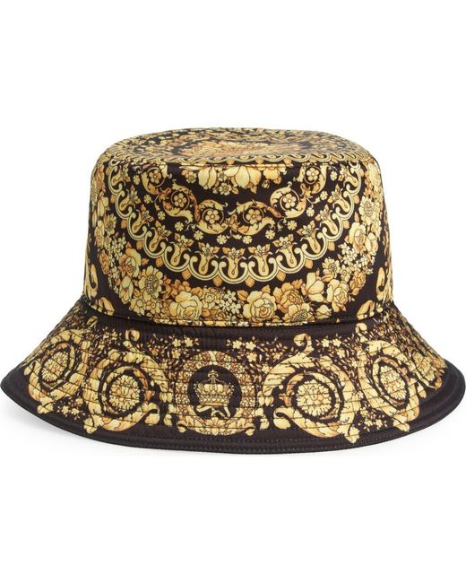 Versace Metallic Barocco Drill Bucket Hat for men