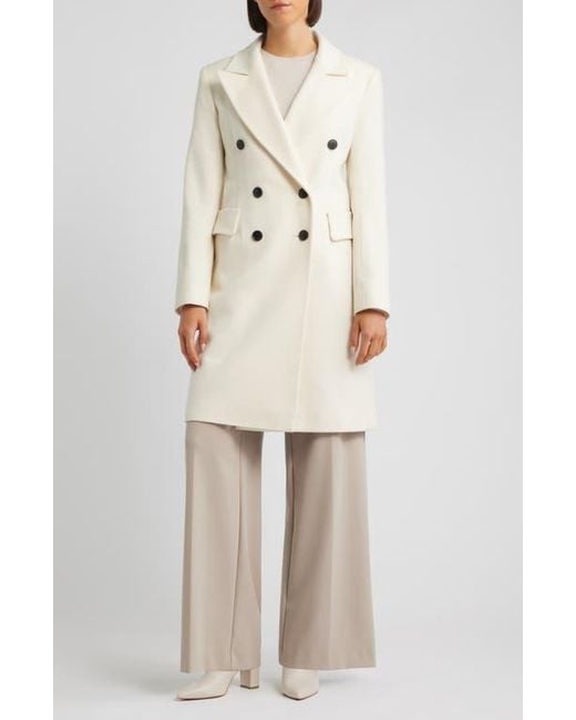 Fleurette Natural Bianca Double Breasted Wool Coat