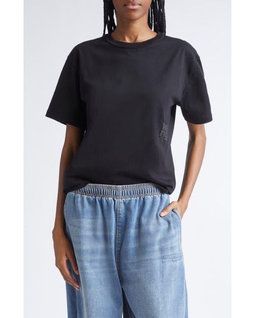 Alexander Wang Women's Black Puff Logo Cotton Jersey T-Shirt