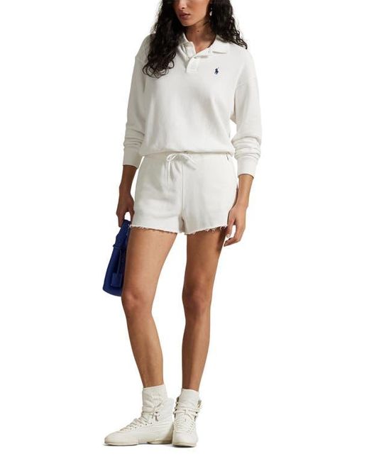 Polo Ralph Lauren White Lightweight Fleece Drawstring Shorts