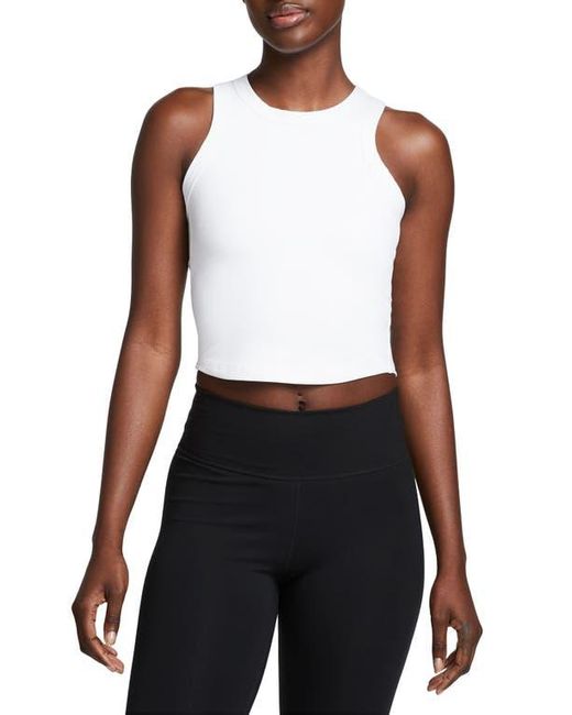 Nike White One Fitted Dri-Fit Cropped Tank Top
