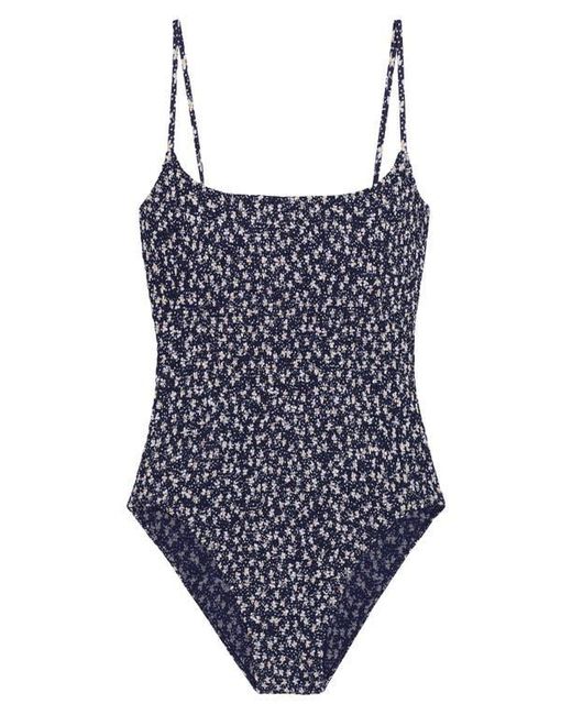 Polo Ralph Lauren Blue Kennedy Smocked One-Piece Swimsuit