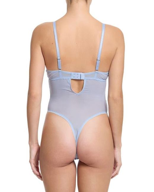 Hanky Panky Blue Sheer Seduction Lace Inset Bodysuit
