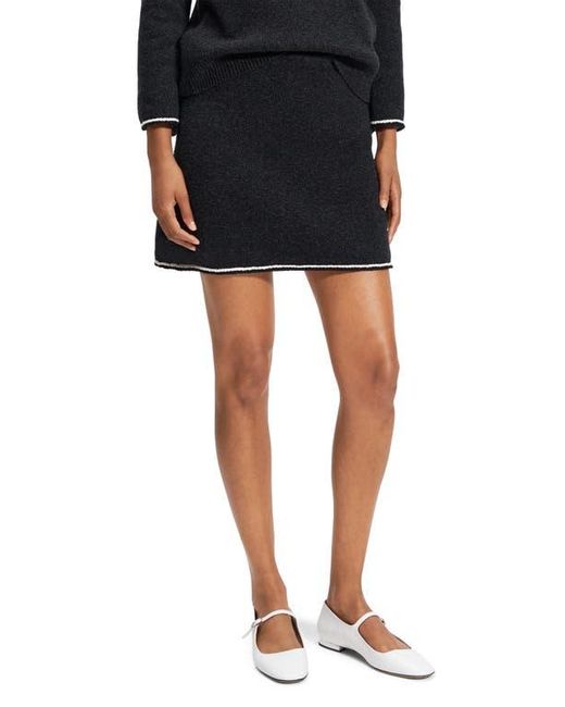 Theory Black Felted Tweed Wool & Cashmere Miniskirt