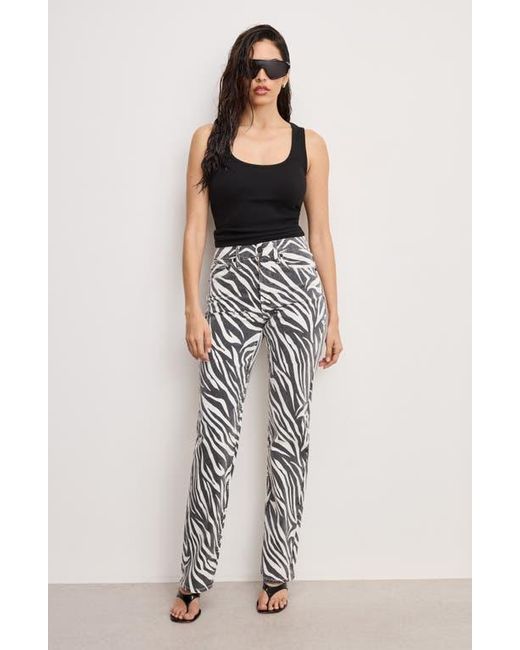 GOOD AMERICAN Black Icon High Waist Straight Leg Jeans