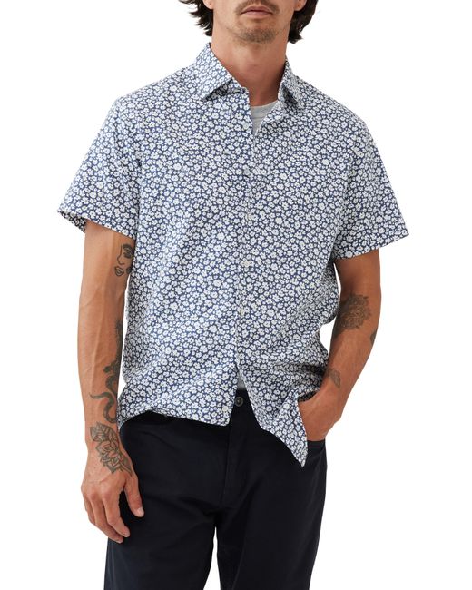 Rodd & Gunn Blue Bolton Street Sports Fit Floral Short Sleeve Cotton Button-up Shirt for men