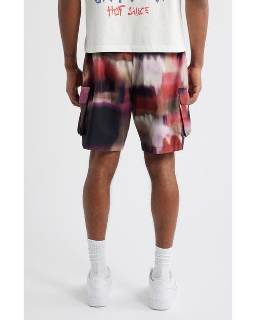 Criminal Damage Red Photo Print Shorts for men