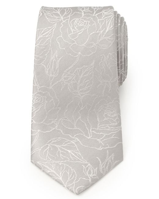 Cufflinks Inc. White Floral Jacquard Silk Tie for men