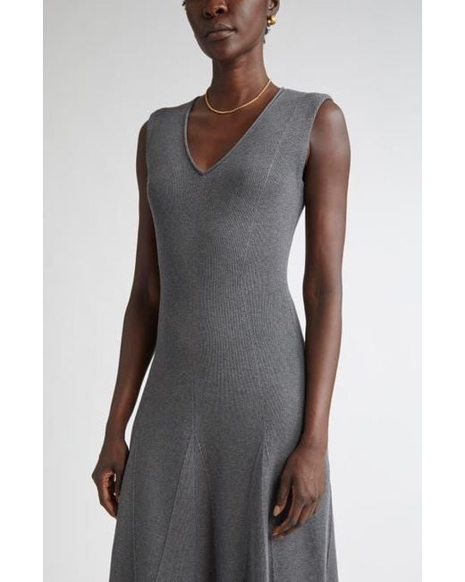 St. John Black Sleeveless Engineered Godet Fit & Flare Dress