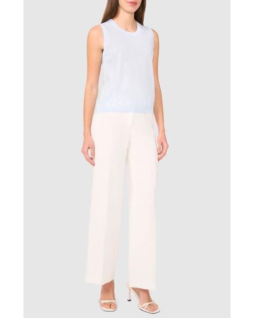Halogen® White Sequin Detail Sleeveless Sweater