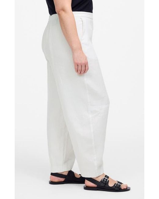 Madewell White Barrel Leg Linen Pants