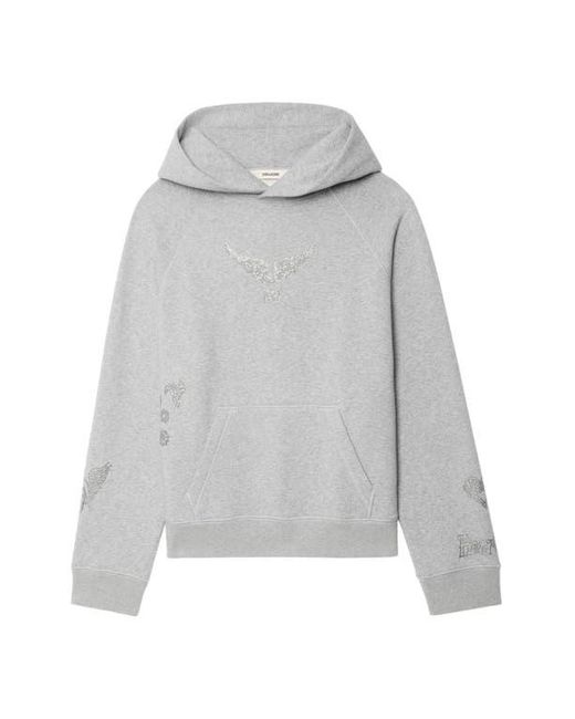 Zadig & Voltaire Gray Georgy Multicusto Strass Cotton Hoodie