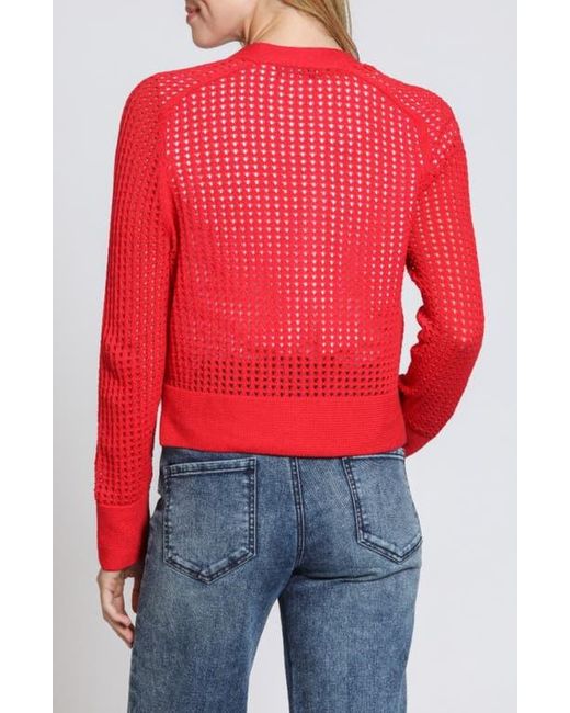 Apny Red Open Stitch Cardigan