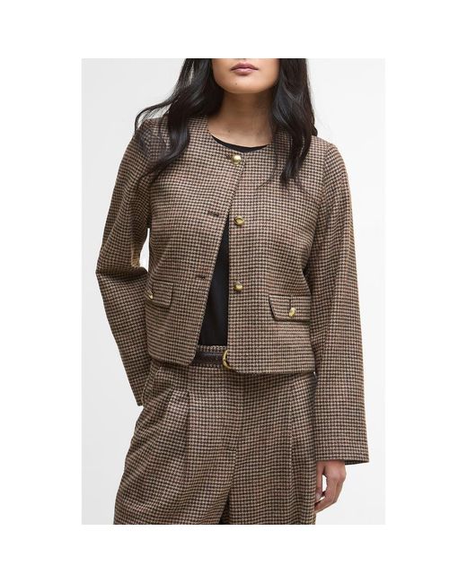Barbour Brown Corina Herringbone Wool Jacket