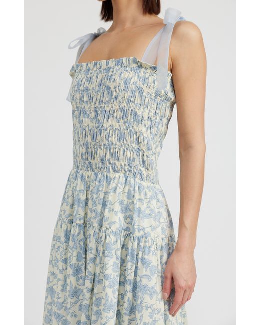 En Saison Blue Egret Floral Cotton Maxi Dress