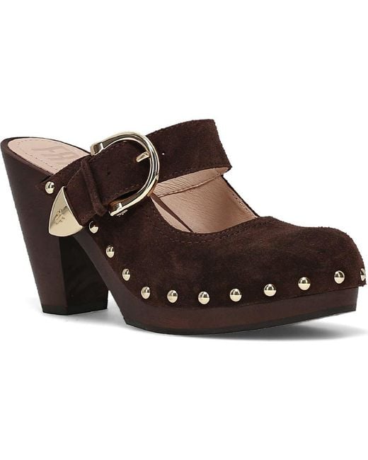 Frye Brown Cindy Buckle Clog