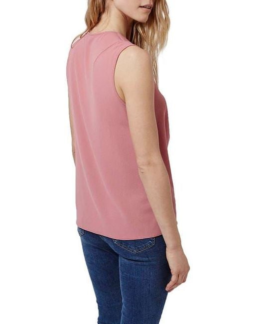 TOPSHOP Red Tucked Sleeveless Blouse