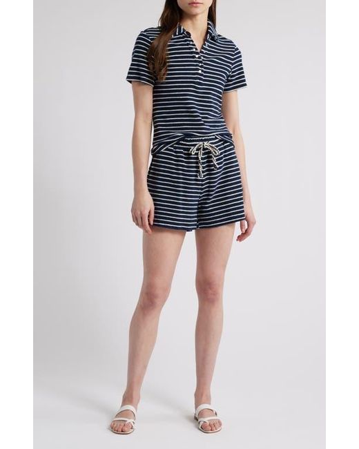 Rails Blue Teddy Stripe Cotton Terry Cloth Shorts