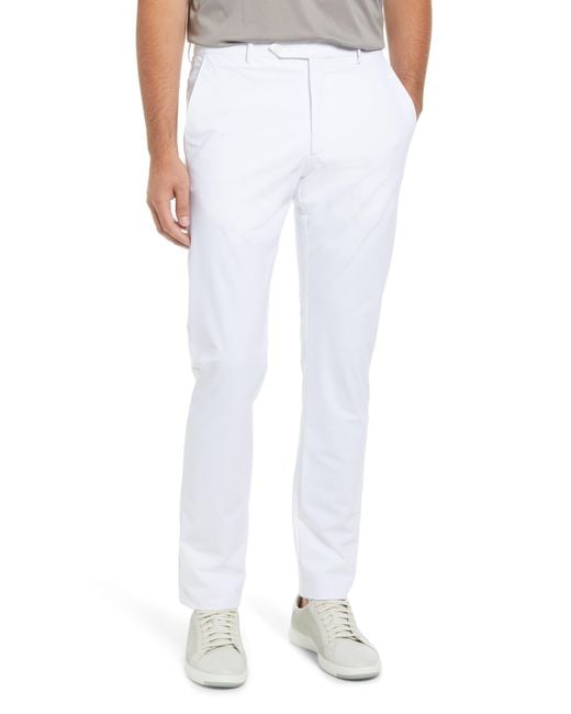 Zanella White Active Stretch Flat Front Pants for men